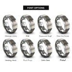 font options for inside engraving on gray fretless bass headstock rings