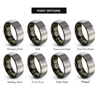 font options for inside engraving on gunmetal & silver fretless bass headstock rings