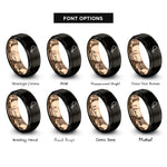 font options for inside engraving on black & rose gold fried chicken drumstick rings