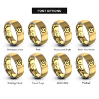 font options for inside engraving on gold & gray fried egg rings