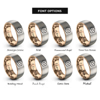 font options for inside engraving on rose gold & silver fried egg rings