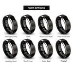 font options for inside engraving on black & grey friend heart rings