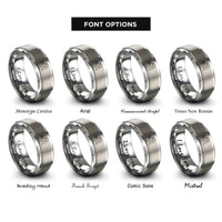 font options for inside engraving on silver friend heart rings