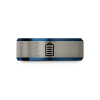 personalized presents for her – blue & grey tungsten battery wedding band