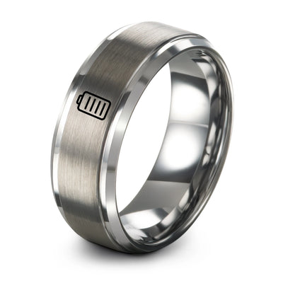 Battery – Tungsten Wedding Band, 8 mm, Gray Comfort-Fit Unisex