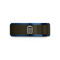 unique present for her – gunmetal & blue tungsten battery wedding band