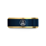 best friend ring ideas – gold & blue tungsten beach bonfire wedding band