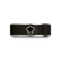 tungsten ring for him – black & grey tungsten chef hat wedding band