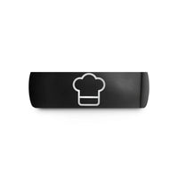 engraved ring for couples – black tungsten chef hat wedding band