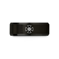 engraved presents for friends – black tungsten maltese cross wedding band