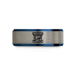 best friend jewelry ideas – black & blue & gray tungsten pier silhouette wedding band