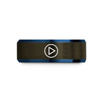 engraved rings for her – gunmetal & blue tungsten play icon wedding band