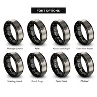 font options for inside engraving on black & silver friendship knot rings