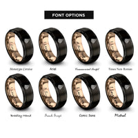 font options for inside engraving on black & rose gold friendship knot rings