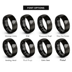 font options for inside engraving on black friendship knot rings