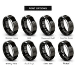 font options for inside engraving on black & grey friesian rings