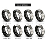 font options for inside engraving on black & silver friesian rings