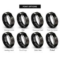 font options for inside engraving on black & silver friesian silhouette bridle rings