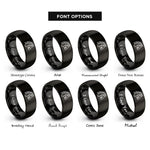 font options for inside engraving on black friesian silhouette bridle rings