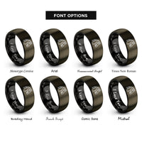 font options for inside engraving on gunmetal & black friesian silhouette bridle rings