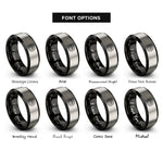 font options for inside engraving on black & grey frisbee paw print rings