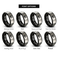 font options for inside engraving on black & gray frog branch rings