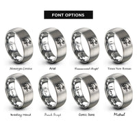 font options for inside engraving on gray frog branch rings