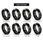 font options for inside engraving on black & grey frog footprint rings