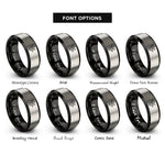 font options for inside engraving on black & grey frog footprint rings
