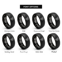 font options for inside engraving on black frog footprint rings