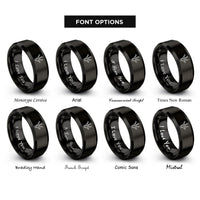 font options for inside engraving on black frog footprint rings