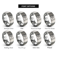 font options for inside engraving on grey frog footprint rings