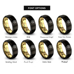 font options for inside engraving on black & gold fruit bowl rings
