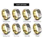 font options for inside engraving on gold & silver fruit glaze rings