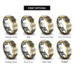 font options for inside engraving on gold & silver fruit glaze rings