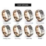 font options for inside engraving on rose gold & gray fruit glaze rings