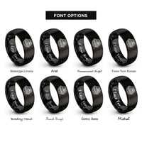 font options for inside engraving on black fruit tart rings
