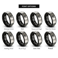 font options for inside engraving on black & grey frying pan rings