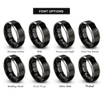 font options for inside engraving on black & grey fuel can rings