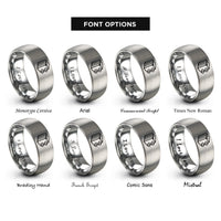 font options for inside engraving on silver fuel cell stack rings