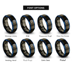 font options for inside engraving on gunmetal & blue fuel cell stack rings