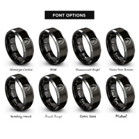 font options for inside engraving on black & gray fuel gauge rings