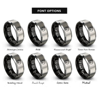 font options for inside engraving on black & silver fuel gauge rings