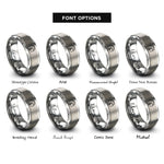 font options for inside engraving on silver fuel gauge rings