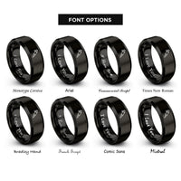 font options for inside engraving on black fuel injector rings