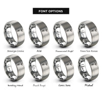 font options for inside engraving on grey fuel injector rings