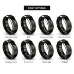 font options for inside engraving on black & silver fuel nozzle rings