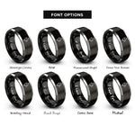 font options for inside engraving on black & gray fuel pressure regulator rings