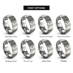 font options for inside engraving on silver fuel pressure regulator rings