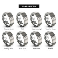 font options for inside engraving on silver fuel pressure regulator rings